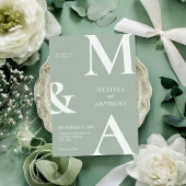 Modern minimalistisch Sage Green Wedding Kaart