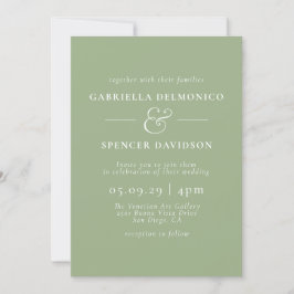 Modern minimalistisch Sage Green Wedding Kaart