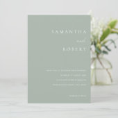 Modern minimalistisch Sage Green Wedding Kaart (Staand voorkant)