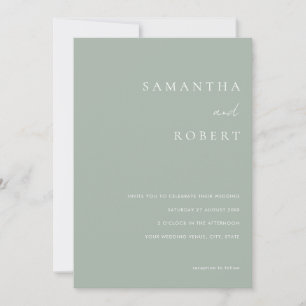 Modern minimalistisch Sage Green Wedding Kaart