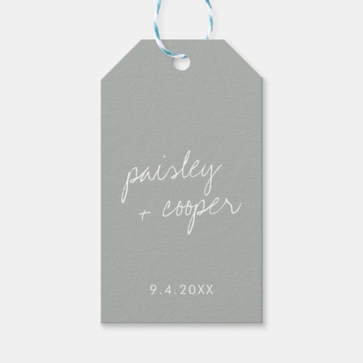 Modern minimalistisch Sage Green Wedding Label Cadeaulabel (Voorkant)