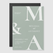 Modern minimalistisch Sage Green Wedding Magnetische Uitnodiging (Voorkant / Achterkant)