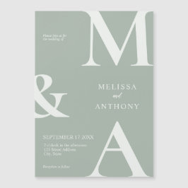 Modern minimalistisch Sage Green Wedding Magnetische Uitnodiging