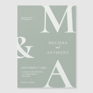 Modern minimalistisch Sage Green Wedding Magnetische Uitnodiging