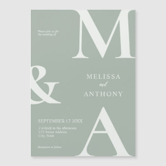Modern minimalistisch Sage Green Wedding Magnetische Uitnodiging