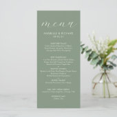 Modern minimalistisch Sage Green Wedding Menu (Staand voorkant)