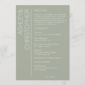 Modern minimalistisch Sage Green Wedding Programmakaart (Voorkant)