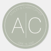 Modern minimalistisch Sage Green Wedding Ronde Sticker (Voorkant)