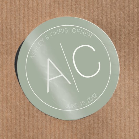 Modern minimalistisch Sage Green Wedding Ronde Sticker