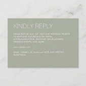 Modern minimalistisch Sage Green Wedding RSVP Kaartje (Voorkant)