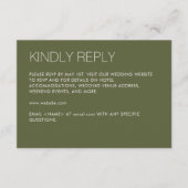 Modern minimalistisch Sage Green Wedding RSVP Kaartje (Voorkant)