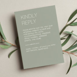 Modern minimalistisch Sage Green Wedding RSVP Kaartje