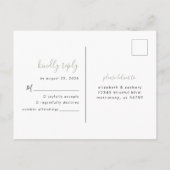 Modern Minimalistisch Sage Groen Script Bruiloft R Briefkaart (Achterkant)