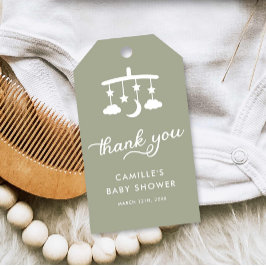 Modern minimalistisch salie groen Baby shower Cadeaulabel