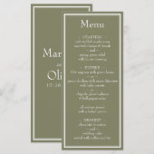 Modern Minimalistisch Saliegroen Trouwmenu Menu (Voorkant / Achterkant)