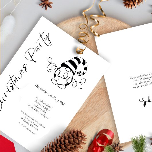 Modern minimalistisch Schattige Gnome kerstfeest Kaart