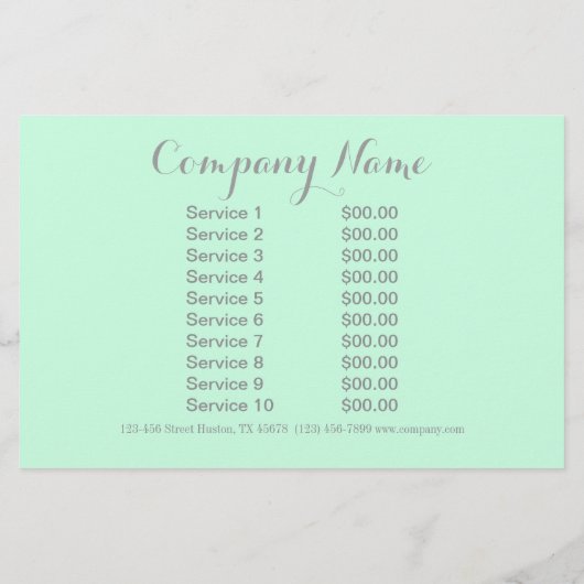 modern Minimalistisch schoonheidssalon met munt gr Flyer (Achterkant)