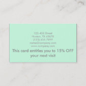 modern Minimalistisch schoonheidssalon met munt gr Visitekaartje (Achterkant)