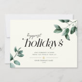 Modern Minimalistisch Schrift Eucalyptus Bedrijfsl Feestdagenkaart (Voorkant)