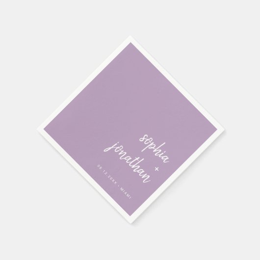 Modern minimalistisch schrift | Lavendel bruiloft Servet (Hoek)