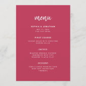 Modern Minimalistisch Schrift | Magenta Rood Huwel Menu (Voorkant)