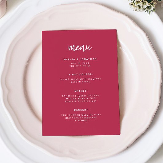 Modern Minimalistisch Schrift | Magenta Rood Huwel Menu