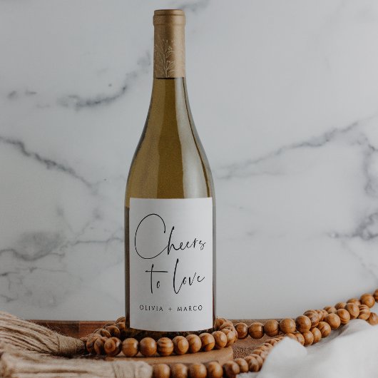 Modern Minimalistisch Schrift 'Proost op Liefde' Wijn Etiket