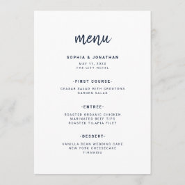 Modern Minimalistisch Schrift Wit en Marineblauw | Menu