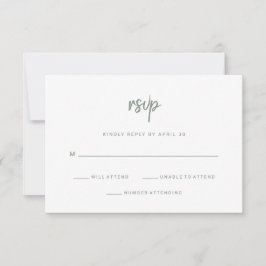 Modern minimalistisch schrift | Witte en Sage Brui RSVP Kaartje