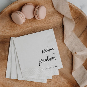 Modern Minimalistisch Schrift   Zwart-wit Huwelijk Servet