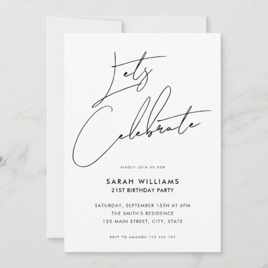 Modern minimalistisch script 21e verjaardag kaart (Voorkant)