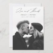 Modern minimalistisch script 2 foto bruiloft bedankkaart (Voorkant)