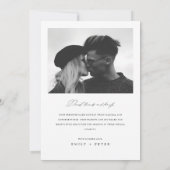 Modern minimalistisch script 2 foto bruiloft bedankkaart (Achterkant)