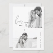 Modern minimalistisch script 2 foto bruiloft bedankkaart (Voorkant)