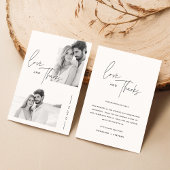 Modern minimalistisch script 2 foto bruiloft bedankkaart