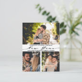 Modern minimalistisch script 3 Photo Collage nieuw Feestdagenkaart (Staand voorkant)