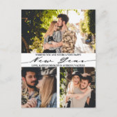 Modern minimalistisch script 3 Photo Collage nieuw Feestdagenkaart (Voorkant)