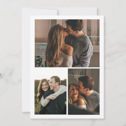 Modern minimalistisch script 4 foto Verloving Save The Date (Achterkant)