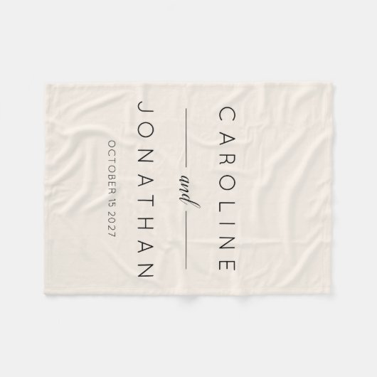 Modern minimalistisch script aangepaste bruiloft fleece deken (Voorkant (Horizontaal))