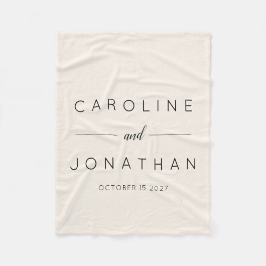 Modern minimalistisch script aangepaste bruiloft fleece deken (Voorkant)