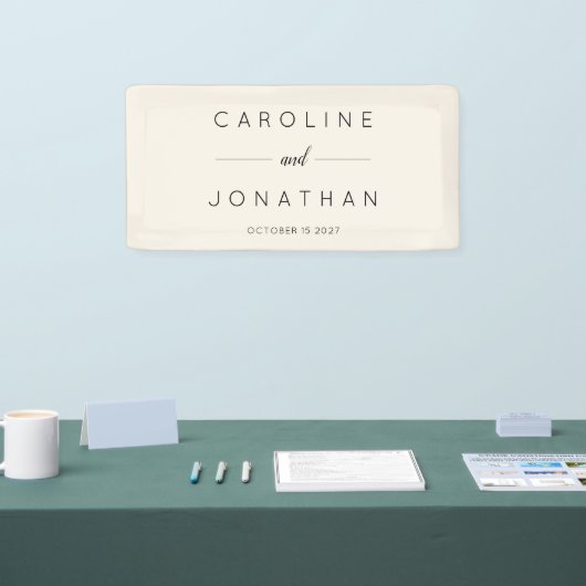 Modern minimalistisch script aangepaste bruiloft spandoek (Beurs)