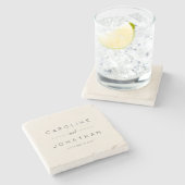 Modern minimalistisch script aangepaste bruiloft stenen onderzetter (Zijkant)