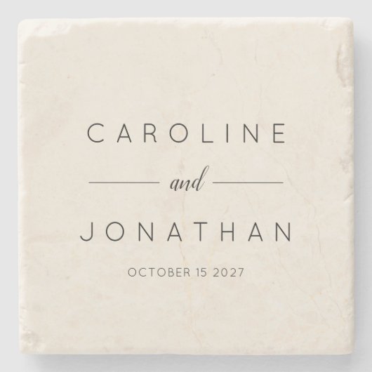 Modern minimalistisch script aangepaste bruiloft stenen onderzetter (Voorkant)