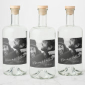 Modern minimalistisch script Aangepaste foto-bruil Likeurfles Etiket (Flessen)