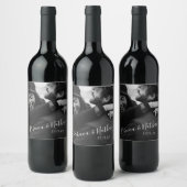 Modern minimalistisch script Aangepaste foto-bruil Wijn Etiket (Flessen)