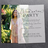 Modern minimalistisch script afstuderen uitnodigin vellum uitnodigingen