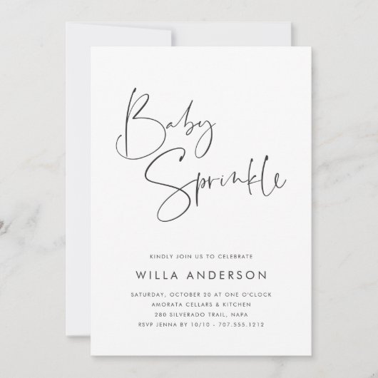 Modern minimalistisch script Alles in één Baby Spr Kaart (Voorkant)