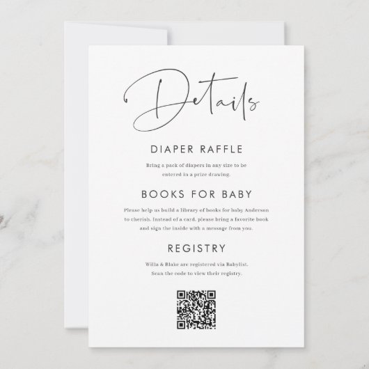 Modern minimalistisch script Alles in één Baby Spr Kaart (Achterkant)