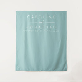 Modern Minimalistisch Script Aqua Aangepast Huweli Wandkleed