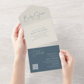Modern Minimalistisch Script Baby shower All In One Uitnodiging (Afscheurbaar)